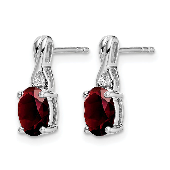 14k White Gold Oval Garnet and Diamond Earrings-EM7075-GA-001-WA