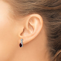 14k White Gold Oval Garnet and Diamond Earrings-EM7075-GA-001-WA