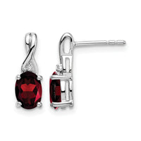 14k White Gold Oval Garnet and Diamond Earrings-EM7075-GA-001-WA