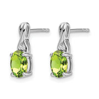 14k White Gold Oval Peridot and Diamond Earrings-EM7075-PE-001-WA