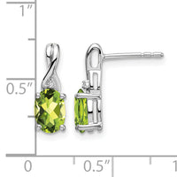 14k White Gold Oval Peridot and Diamond Earrings-EM7075-PE-001-WA