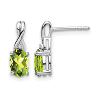 14k White Gold Oval Peridot and Diamond Earrings-EM7075-PE-001-WA