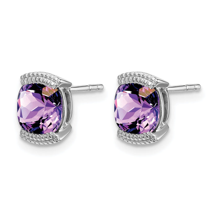 14k White Gold Amethyst Post Earrings-EM7080-AM-W