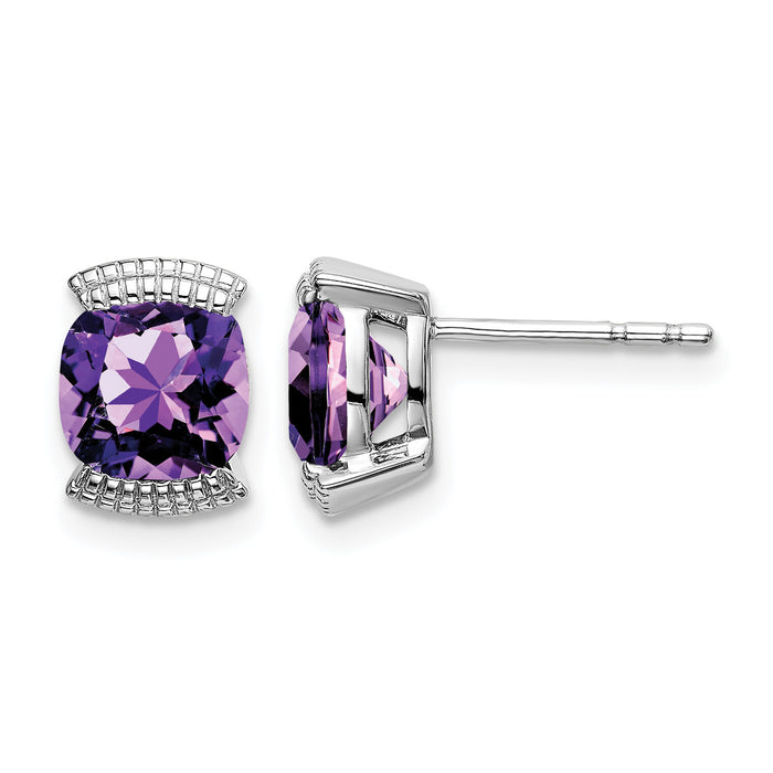 14k White Gold Amethyst Post Earrings-EM7080-AM-W