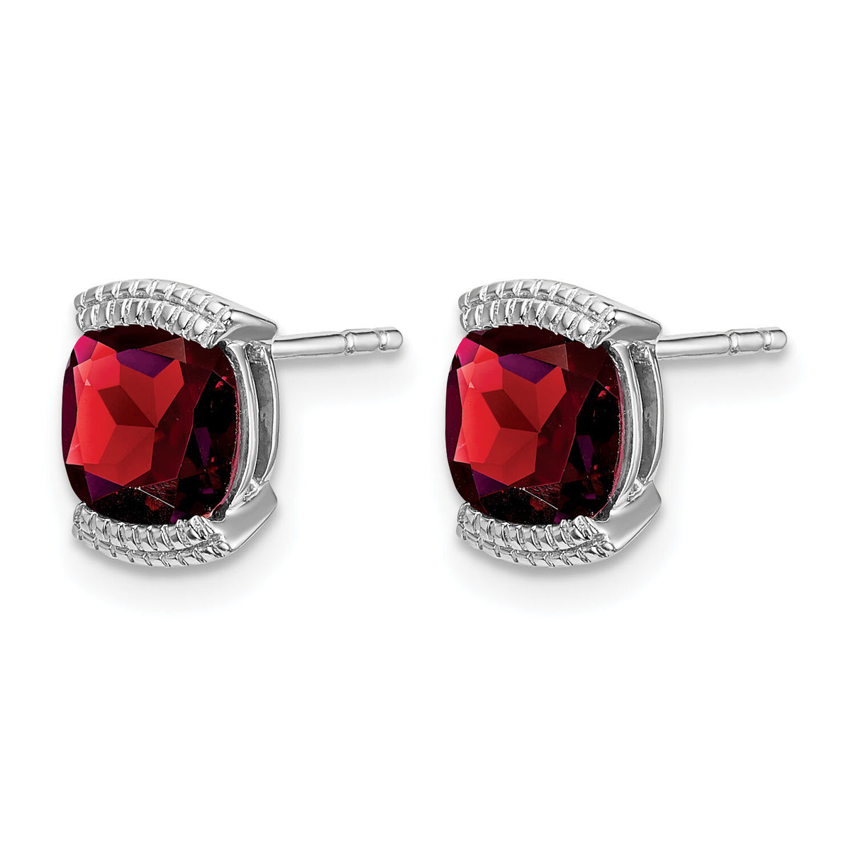 14k White Gold Garnet Post Earrings-EM7080-GA-W