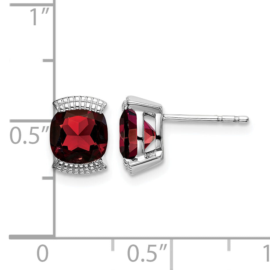 14k White Gold Garnet Post Earrings-EM7080-GA-W
