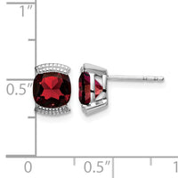 14k White Gold Garnet Post Earrings-EM7080-GA-W