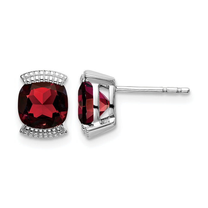 14k White Gold Garnet Post Earrings-EM7080-GA-W