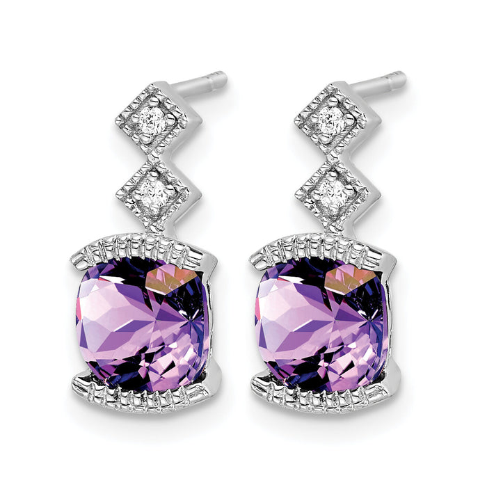 14k White Gold Amethyst and Diamond Earrings-EM7081-AM-004-WA