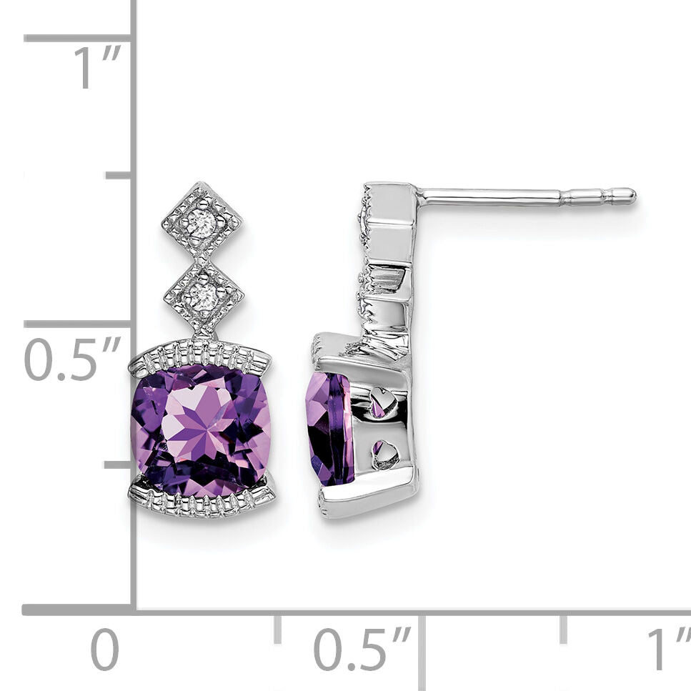 14k White Gold Amethyst and Diamond Earrings-EM7081-AM-004-WA