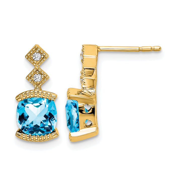 14k Blue Topaz and Diamond Earrings-EM7081-BT-004-YA