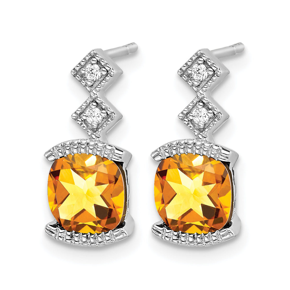 14k White Gold Citrine and Diamond Earrings-EM7081-CI-004-WA