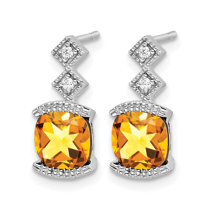 14k White Gold Citrine and Diamond Earrings-EM7081-CI-004-WA