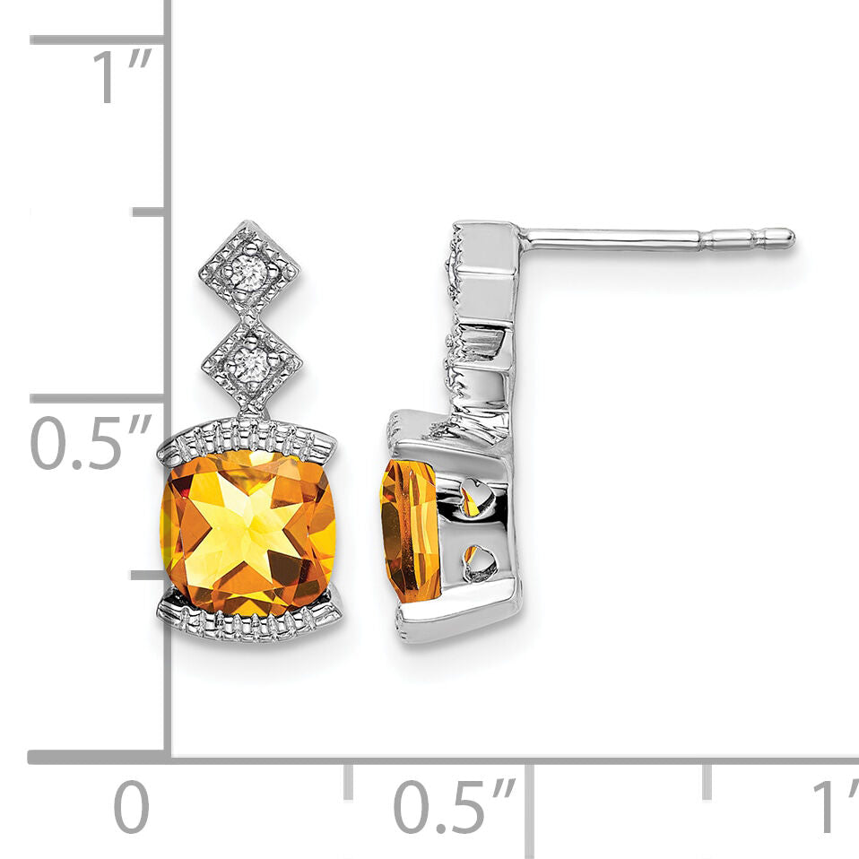14k White Gold Citrine and Diamond Earrings-EM7081-CI-004-WA