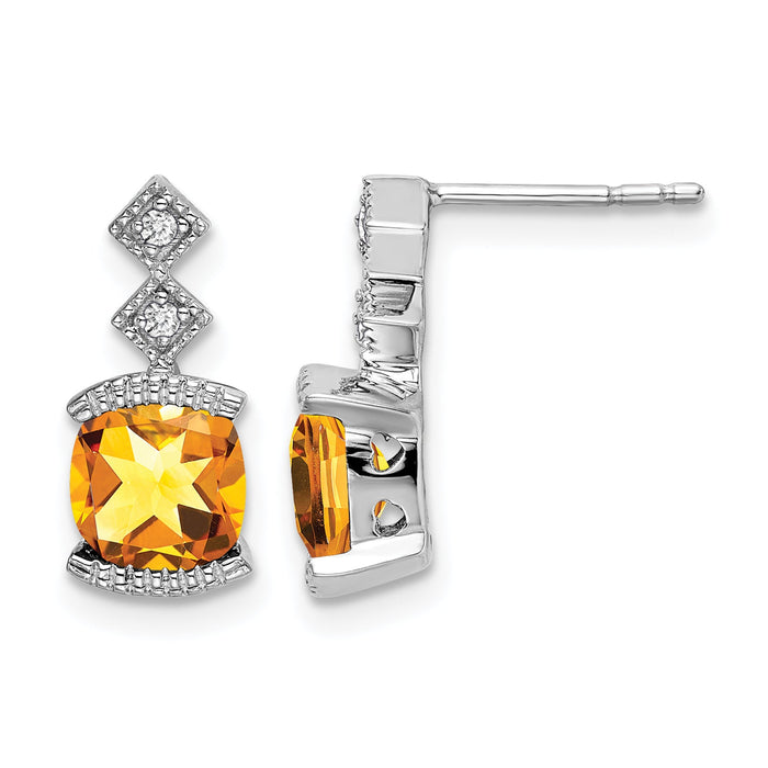 14k White Gold Citrine and Diamond Earrings-EM7081-CI-004-WA