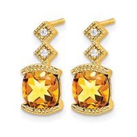 14k Citrine and Diamond Earrings-EM7081-CI-004-YA