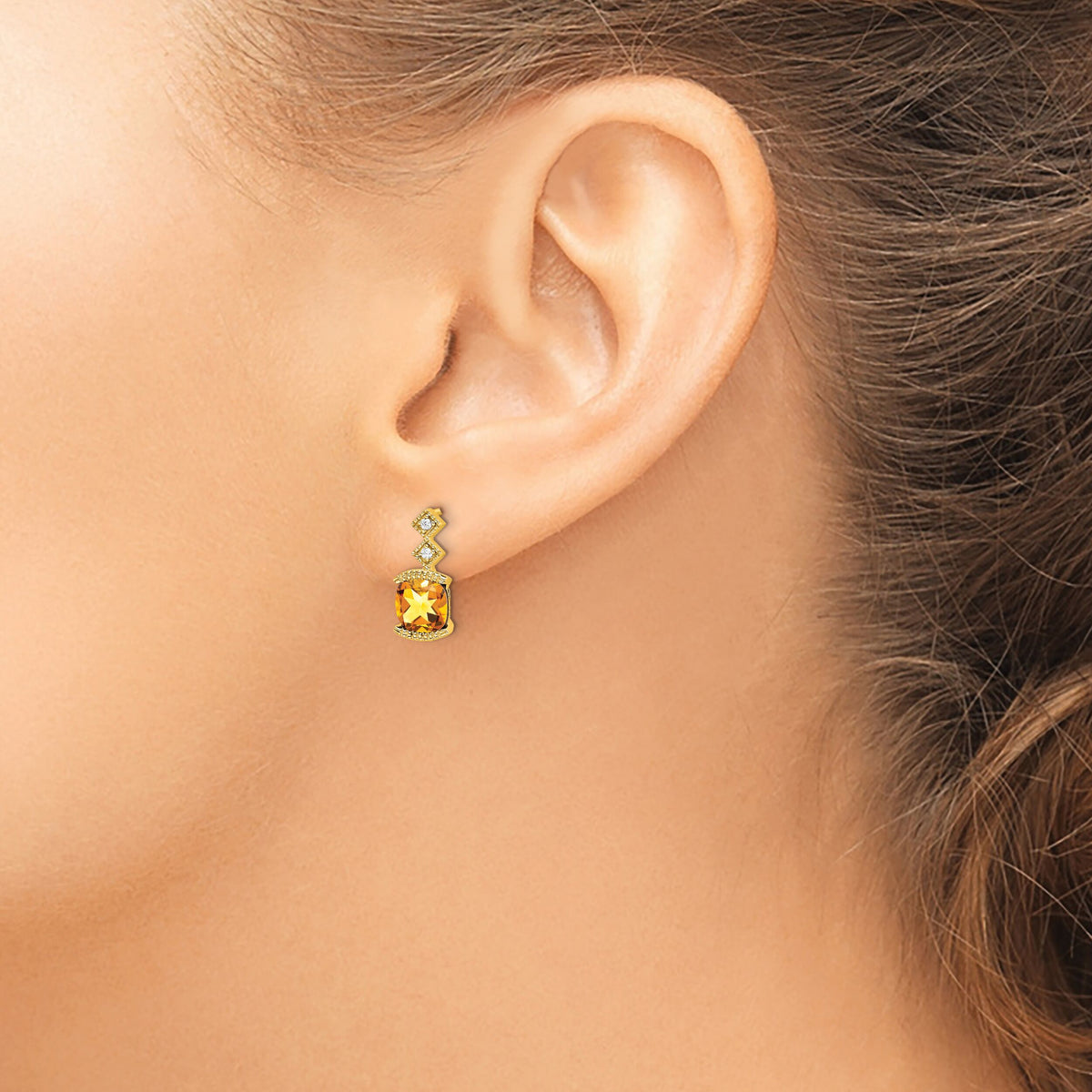 14k Citrine and Diamond Earrings-EM7081-CI-004-YA