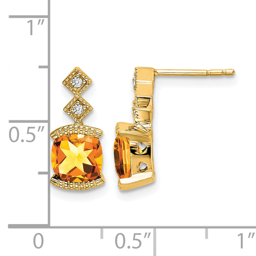 14k Citrine and Diamond Earrings-EM7081-CI-004-YA
