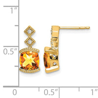 14k Citrine and Diamond Earrings-EM7081-CI-004-YA
