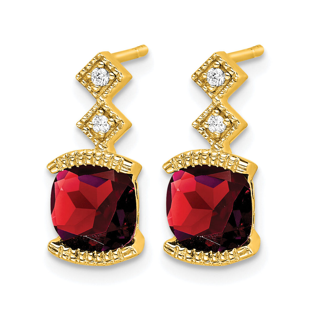 14k Garnet and Diamond Earrings-EM7081-GA-004-YA
