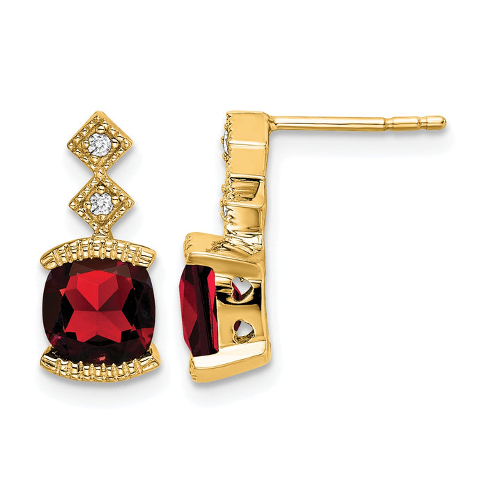 14k Garnet and Diamond Earrings-EM7081-GA-004-YA