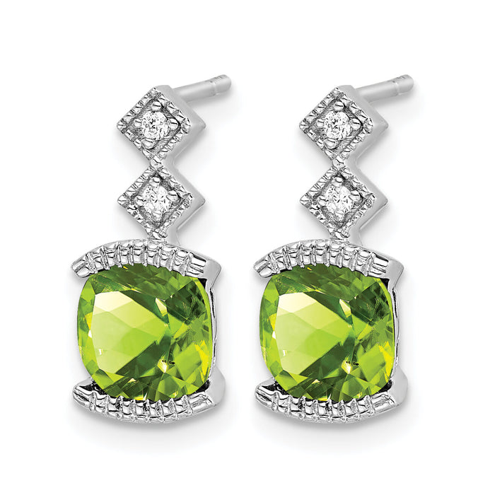 14k White Gold Peridot and Diamond Earrings-EM7081-PE-004-WA