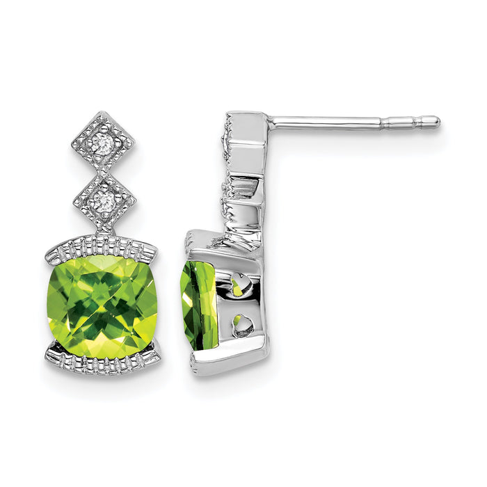 14k White Gold Peridot and Diamond Earrings-EM7081-PE-004-WA