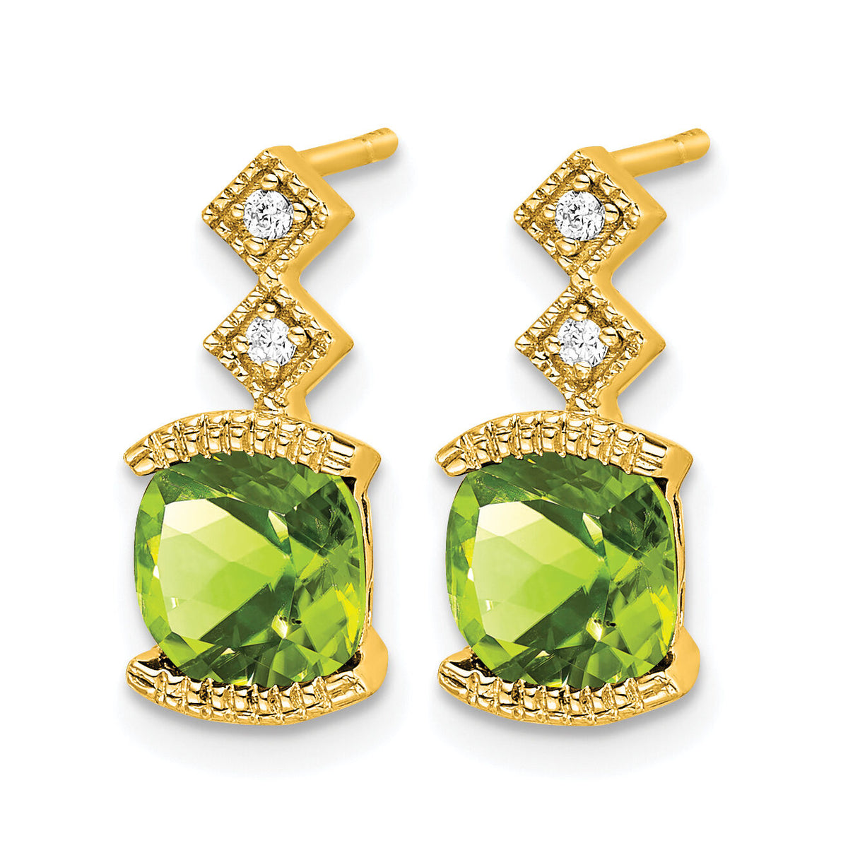 14k Peridot and Diamond Earrings-EM7081-PE-004-YA