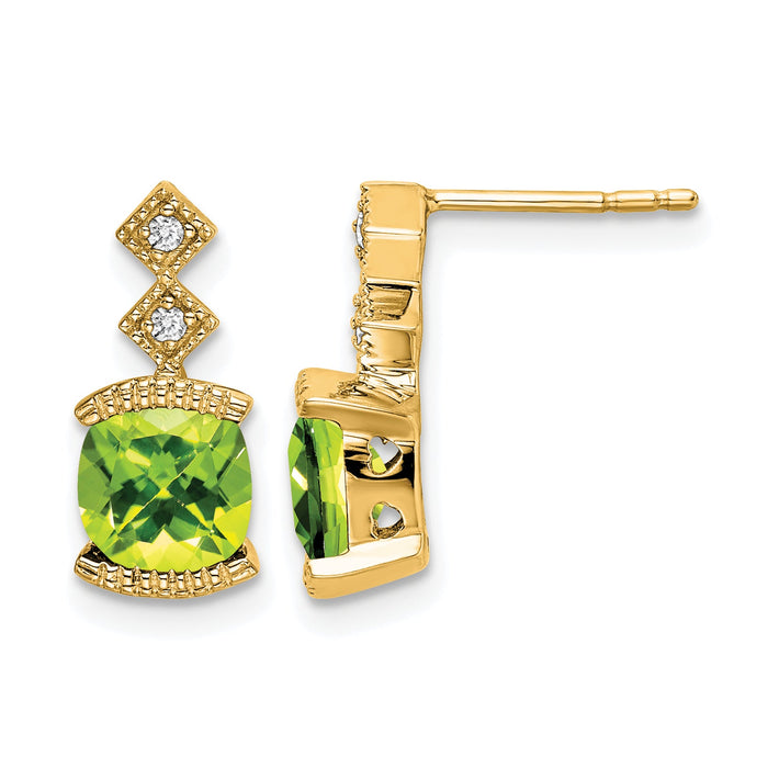 14k Peridot and Diamond Earrings-EM7081-PE-004-YA