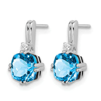 14k White Gold Cushion Blue Topaz and Diamond Earrings-EM7083-BT-004-WA