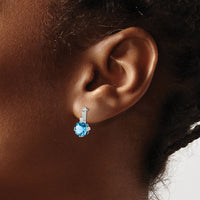 14k White Gold Cushion Blue Topaz and Diamond Earrings-EM7083-BT-004-WA
