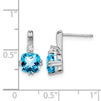 14k White Gold Cushion Blue Topaz and Diamond Earrings-EM7083-BT-004-WA