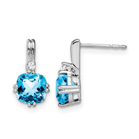 14k White Gold Cushion Blue Topaz and Diamond Earrings-EM7083-BT-004-WA