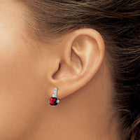 14k White Gold Cushion Garnet and Diamond Earrings-EM7083-GA-004-WA