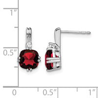 14k White Gold Cushion Garnet and Diamond Earrings-EM7083-GA-004-WA