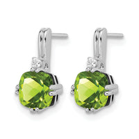 14k White Gold Cushion Peridot and Diamond Earrings-EM7083-PE-004-WA