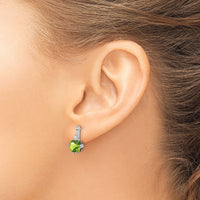 14k White Gold Cushion Peridot and Diamond Earrings-EM7083-PE-004-WA