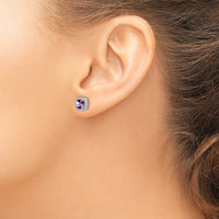14k White Gold Cushion Amethyst and Diamond Halo Earrings-EM7084-AM-019-WA
