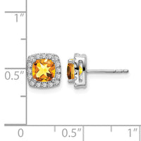 14k White Gold Cushion Citrine and Diamond Halo Earrings-EM7084-CI-019-WA