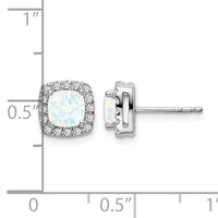 14k White Gold Cushion Created Opal and Diamond Halo Earrings-EM7084-OP-019-WA