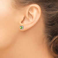 14k White Gold Cushion Peridot and Diamond Halo Earrings-EM7084-PE-019-WA
