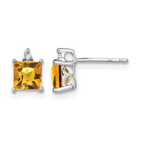 14k White Gold Princess Citrine and Diamond Earrings-EM7085-CI-001-WA