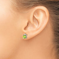 14k White Gold Princess Peridot and Diamond Earrings-EM7085-PE-001-WA