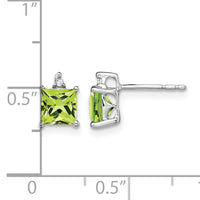 14k White Gold Princess Peridot and Diamond Earrings-EM7085-PE-001-WA