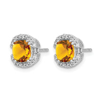 14k White Gold Cushion Citrine and Diamond Halo Earrings-EM7087-CI-010-WA