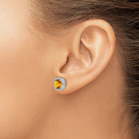 14k White Gold Cushion Citrine and Diamond Halo Earrings-EM7087-CI-010-WA