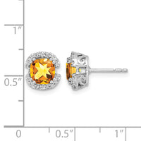 14k White Gold Cushion Citrine and Diamond Halo Earrings-EM7087-CI-010-WA