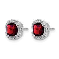 14k White Gold Cushion Garnet and Diamond Halo Earrings-EM7087-GA-010-WA