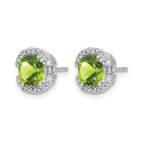14k White Gold Cushion Peridot and Diamond Halo Earrings-EM7087-PE-010-WA