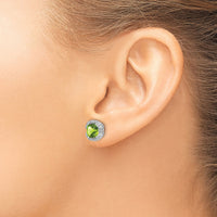 14k White Gold Cushion Peridot and Diamond Halo Earrings-EM7087-PE-010-WA